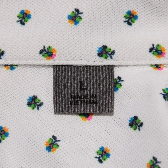 G/Fore NWT Short Sleeve Golf Polo Shirt Size L in White / Multi Floral Print